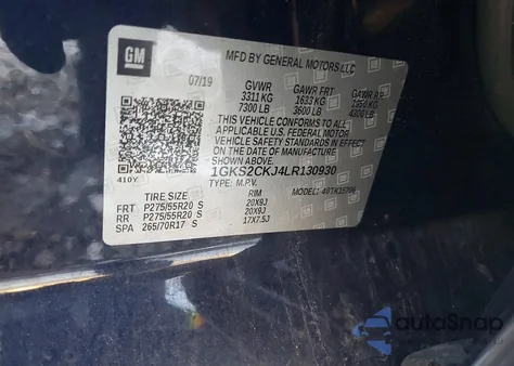 2020 GMC Yukon Denali z USA, uszkodzony, nr VIN 1GKS2CKJ4LR130930